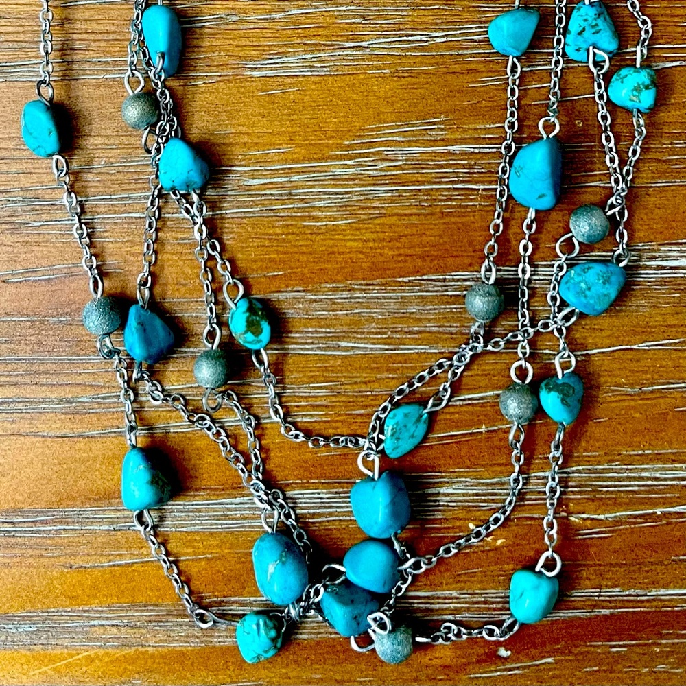 3-Tiered Turquoise & Silver Necklace